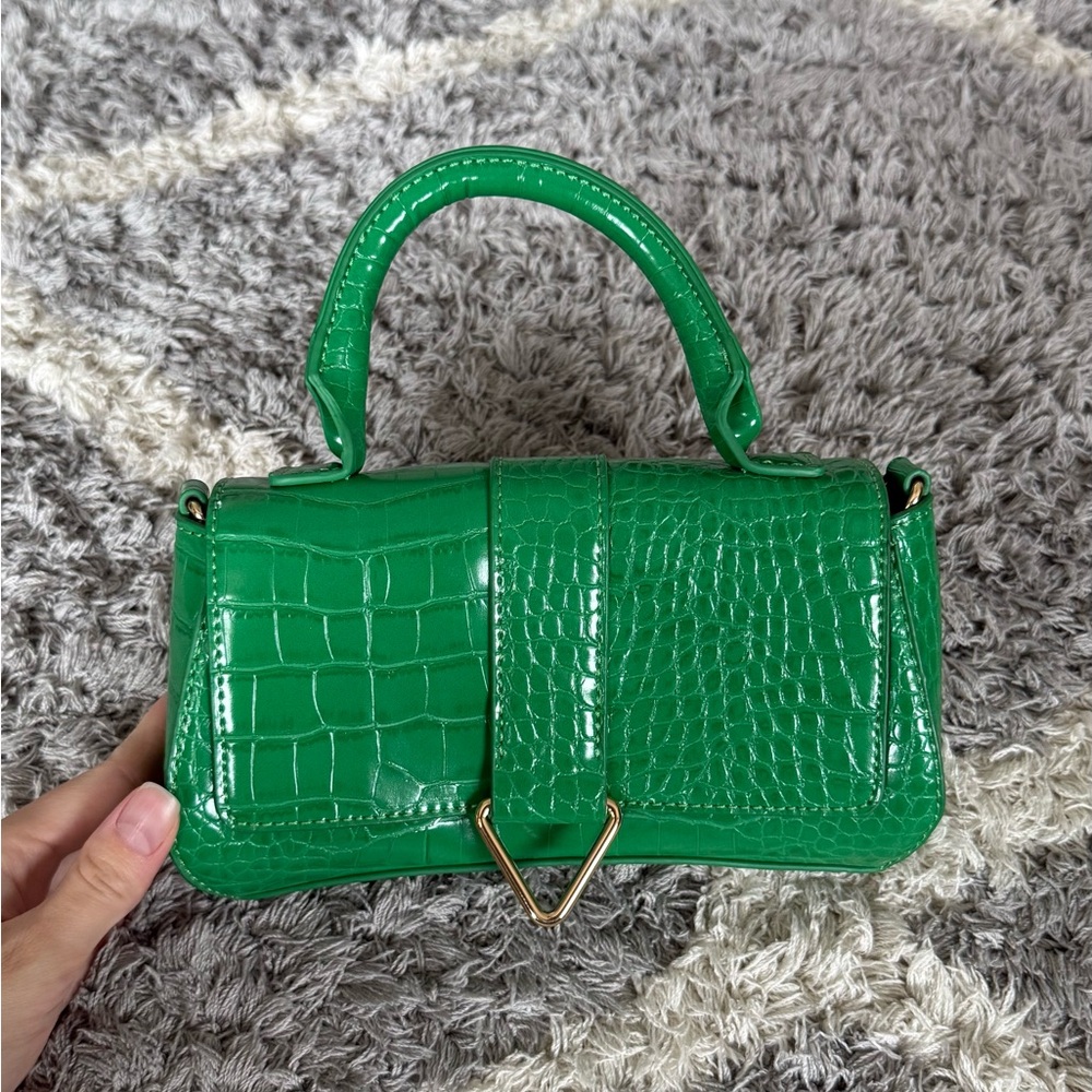 Green Crocodile-Embossed Handbag